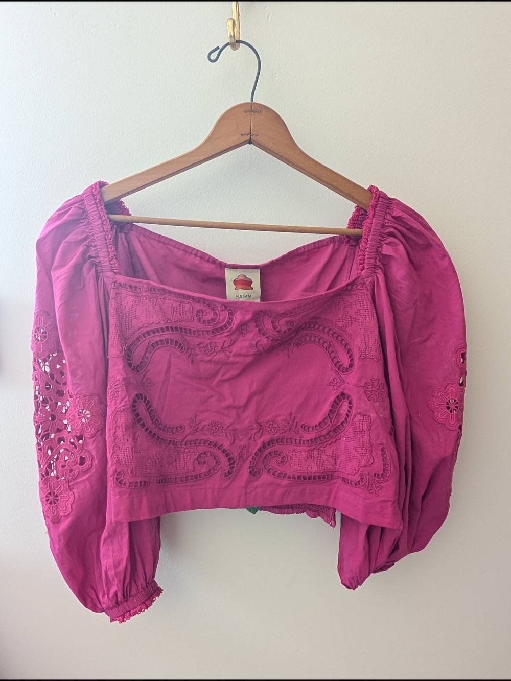 FARM Rio Fuchsia Embroidered Off-Shoulder Blouse